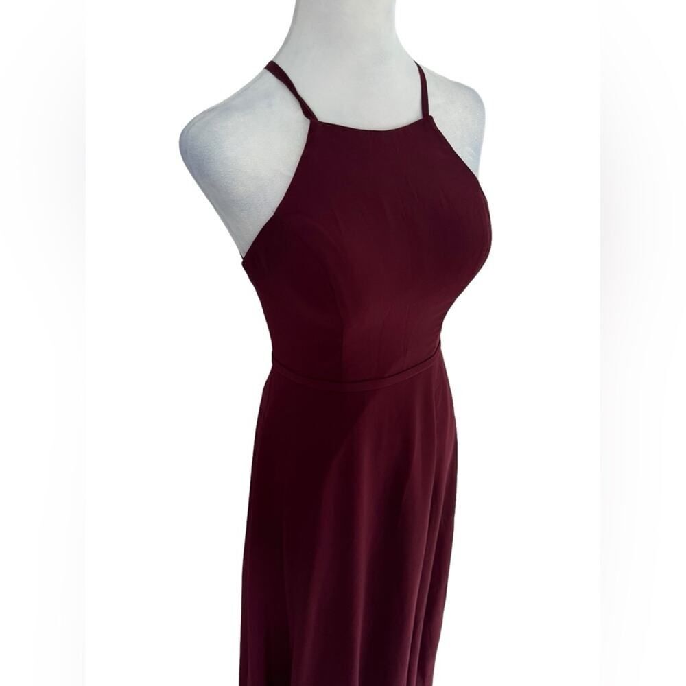 Azazie Bridesmaid Dress Burgundy Long Wedding Guest Formal Open Back Wine Sz A0 - Picture 10 of 16
